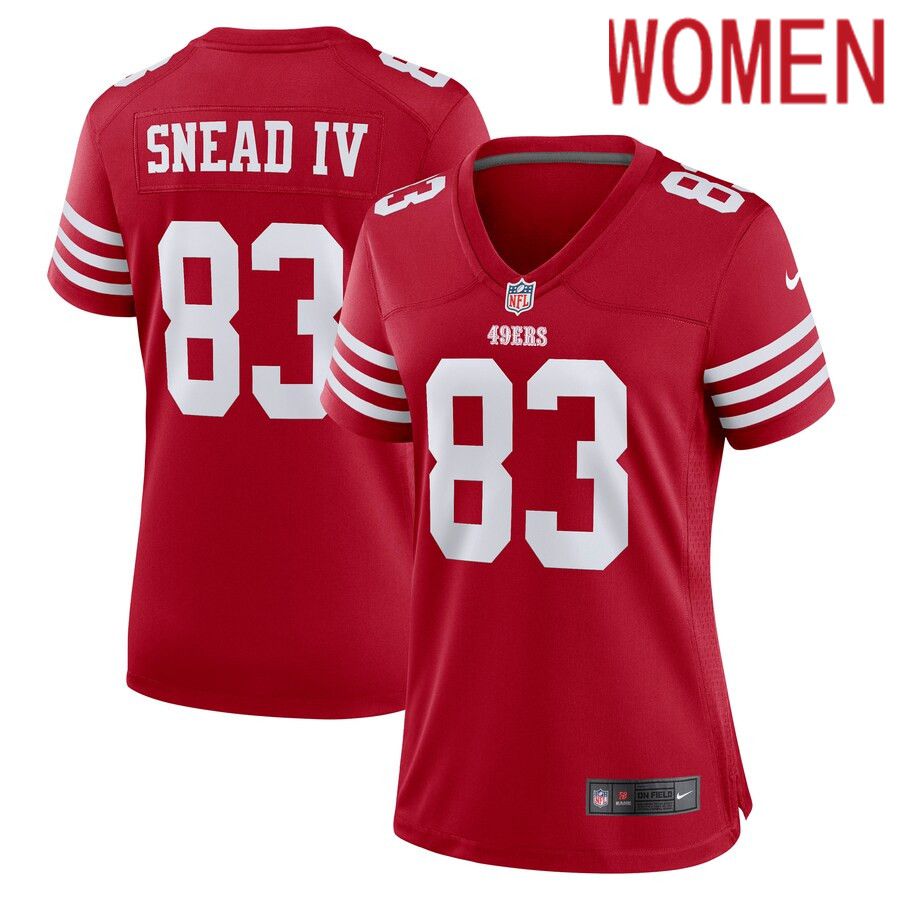 Women San Francisco 49ers #83 Willie Snead IV Nike Scarlet Game Player NFL Jersey->women nfl jersey->Women Jersey
